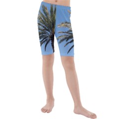 Tropical Palm Tree  Kid s Mid Length Swim Shorts by BrightVibesDesign