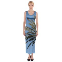 Tropical Palm Tree  Fitted Maxi Dress