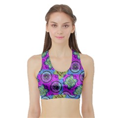 Collage Ornate Print Women s Sports Bra With Border