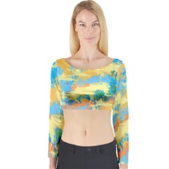 Abstract #5 Long Sleeve Crop Top by Uniqued