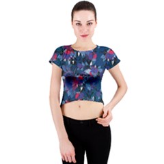 Abstract Floral #3 Crew Neck Crop Top