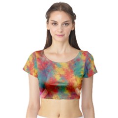 Abstract Elephant Short Sleeve Crop Top (tight Fit) by Uniqued