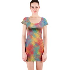 Abstract Elephant Short Sleeve Bodycon Dress