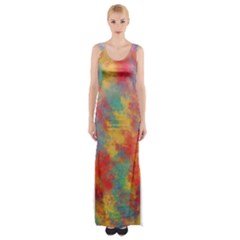 Abstract Elephant Maxi Thigh Split Dress