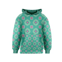 Pink Flowers And Other Shapes Pattern  Kid s Pullover Hoodie by LalyLauraFLM