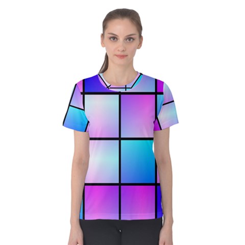 Gradient Squares Pattern  Women s Cotton Tee by LalyLauraFLM