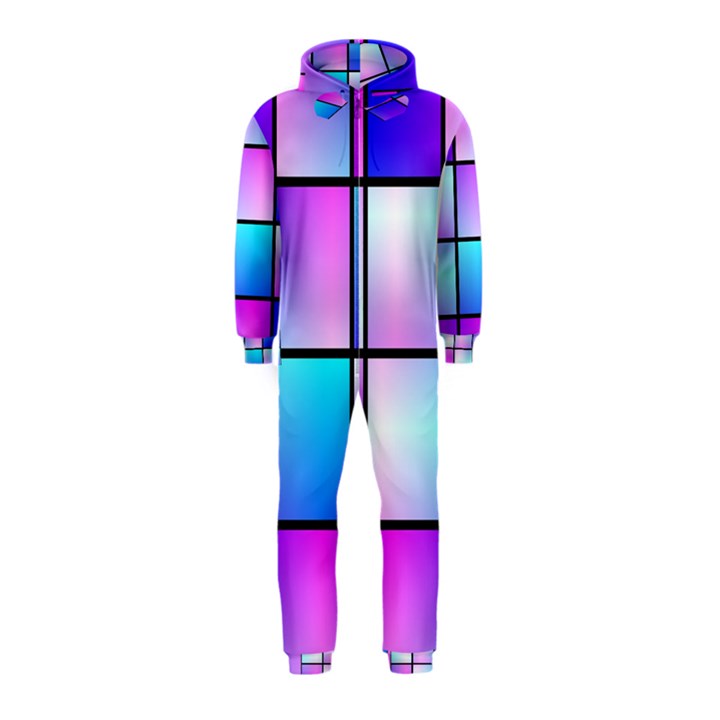 Gradient squares pattern  Hooded Jumpsuit (Kids)