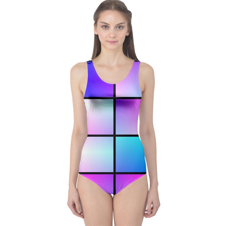 Gradient squares pattern  Women s One Piece Swimsuit