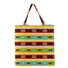 Rhombus Stripes And Other Shapes Grocery Tote Bag by LalyLauraFLM