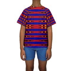 Bright Blue Red Yellow Mod Abstract Kid s Short Sleeve Swimwear