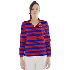 Bright Blue Red Yellow Mod Abstract Wind Breaker (Women)