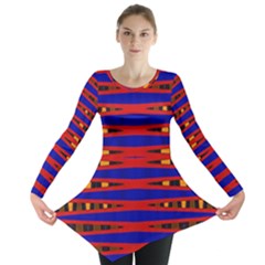 Bright Blue Red Yellow Mod Abstract Long Sleeve Tunic 