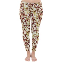 Officially Sexy Brown & Tan Cracked Pattern Winter Leggings  by OfficiallySexy