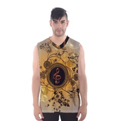 Decorative Clef On A Round Button With Flowers And Bubbles Men s Basketball Tank Top by FantasyWorld7