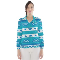 Blue Triangles And Stripes  Wind Breaker (women) by LalyLauraFLM