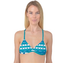 Blue Triangles And Stripes  Reversible Tri Bikini Top by LalyLauraFLM