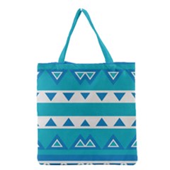 Blue Triangles And Stripes  Grocery Tote Bag by LalyLauraFLM