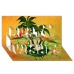 Tropical Design With Flowers And Palm Trees Best Wish 3D Greeting Card (8x4) 