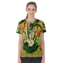 Tropical Design With Flowers And Palm Trees Women s Cotton Tee View1