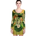 Tropical Design With Flowers And Palm Trees Long Sleeve Velvet Bodycon Dress View1