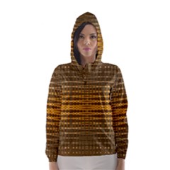 Yellow Gold Khaki Glow Pattern Hooded Wind Breaker (women)