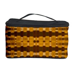 Yellow Gold Khaki Glow Pattern Cosmetic Storage Cases by BrightVibesDesign