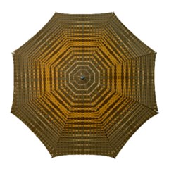 Yellow Gold Khaki Glow Pattern Golf Umbrellas