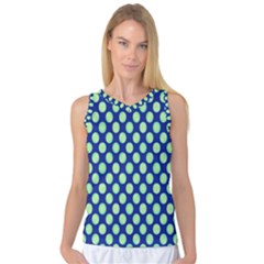 Mod Retro Green Circles On Blue Women s Basketball Tank Top