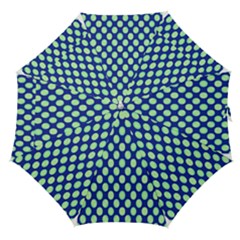 Mod Retro Green Circles On Blue Straight Umbrellas