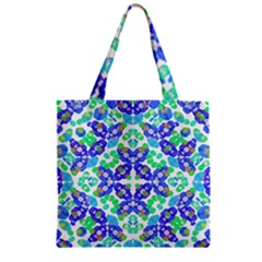 Stylized Floral Check Seamless Pattern Zipper Grocery Tote Bag