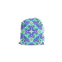 Stylized Floral Check Seamless Pattern Drawstring Pouches (xs) 