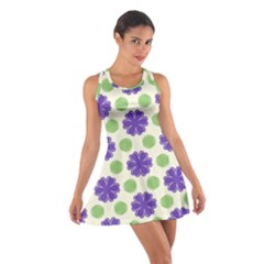 Purple Flowers Pattern        Cotton Racerback Dress by LalyLauraFLM