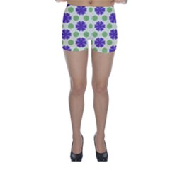 Purple Flowers Pattern        Skinny Shorts by LalyLauraFLM