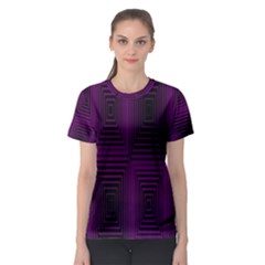 Purple Black Rectangles         Women s Sport Mesh Tee