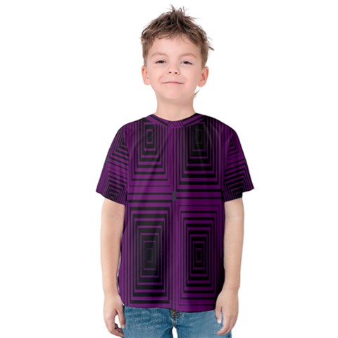 Purple Black Rectangles         Kid s Cotton Tee by LalyLauraFLM