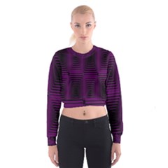 Purple Black Rectangles           Women s Cropped Sweatshirt by LalyLauraFLM