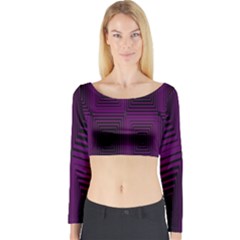 Purple Black Rectangles         Long Sleeve Crop Top