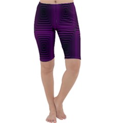 Purple Black Rectangles         Cropped Leggings