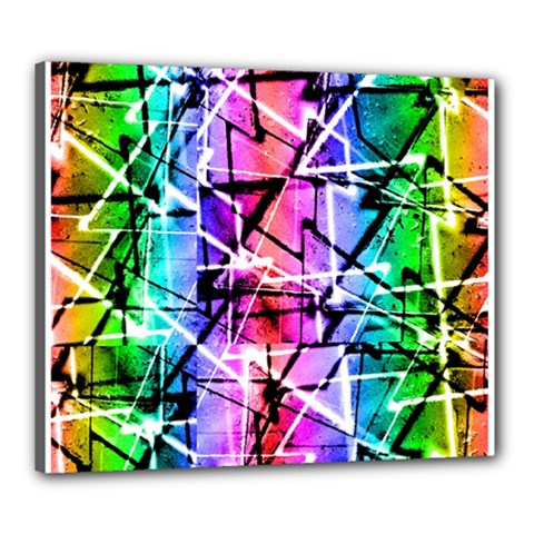 Multicolor Geometric Grunge Canvas 24  X 20  by dflcprints