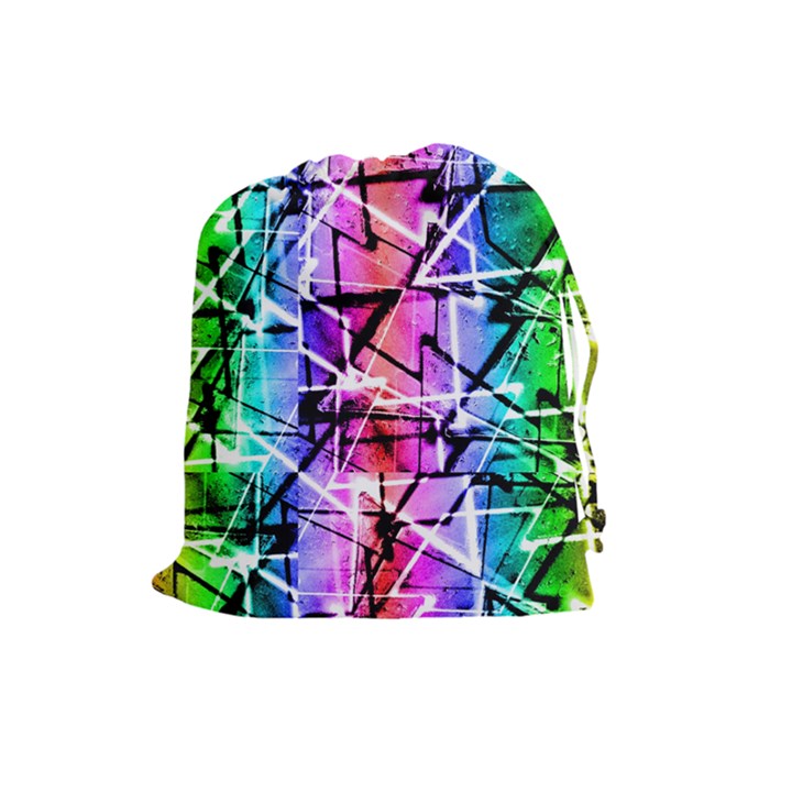 Multicolor Geometric Grunge Drawstring Pouches (Large) 