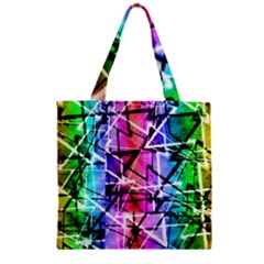 Multicolor Geometric Grunge Zipper Grocery Tote Bag