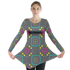 Squares And Circles Pattern Long Sleeve Tunic