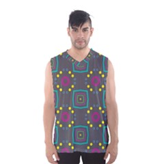 Squares And Circles Pattern Men s Basketball Tank Top