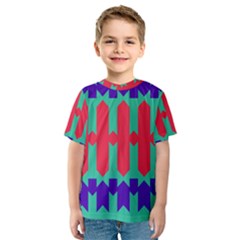 Purple Yellow Shapes  Kid s Sport Mesh Tee