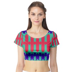 Purple Yellow Shapes  Short Sleeve Crop Top