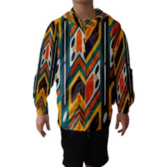 Distorted shapes in retro colors   Hooded Wind Breaker (Kids)