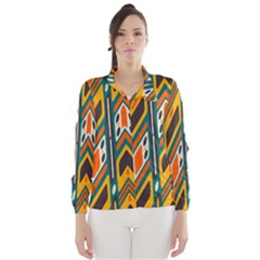 Distorted Shapes In Retro Colors   Wind Breaker (women)