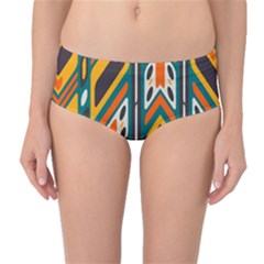 Distorted Shapes In Retro Colors   Mid-waist Bikini Bottoms