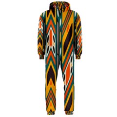 Distorted shapes in retro colors   Hooded Jumpsuit (Men)