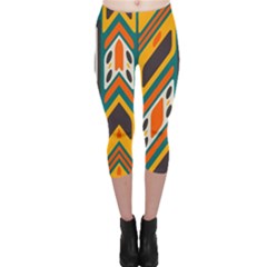 Distorted shapes in retro colors   Capri Leggings